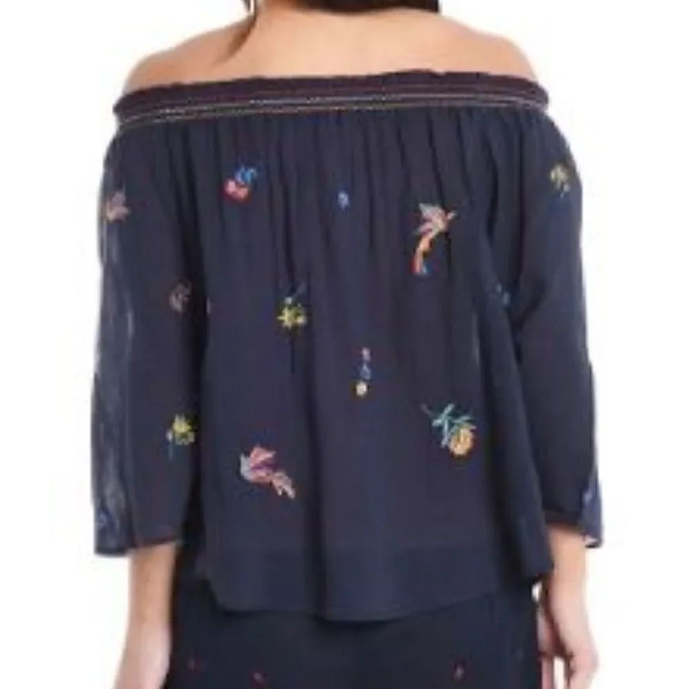 NWT Sundry Scattered Flowers Off Shoulder Blouse (Size 2=Medium)